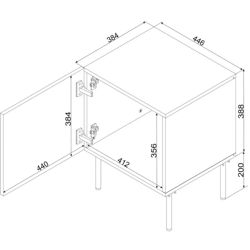 Naktinis staliukas Cama meble SIENA 44,5×40×59 cm, kašmyro matinis, MDF ir medžio drožlių plokštė, 2 vnt.