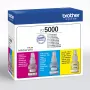 Rašalo kasečių rinkinys Brother BT-5000C suderinamas, 3 spalvų rinkinys (žydra, rausvai raudona, geltona), 3 vnt., 48,8 ml, 5000 puslapių