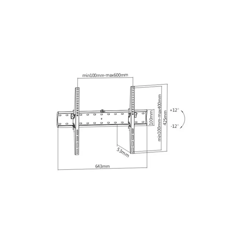 Gembird WM-70T-02 laikiklis televizoriui ant sienos, 37–70 colių, iki 40 kg, VESA 200×200–600×400, pakreipiamas ±12°, 5,3 cm nuo sienos, plieninis, juodas