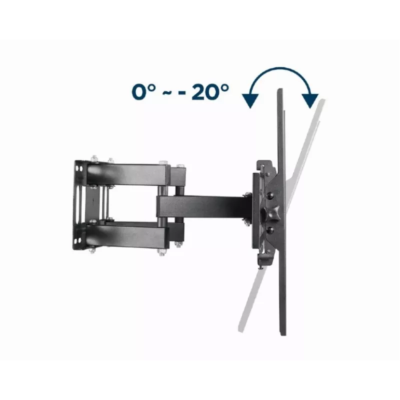 Gembird WM-70ST-01 sieninis TV laikiklis 37–70 colių, pakreipimas 0° iki -20°, pasukimas ±60°, VESA 200×200–600×400, max 35 kg, juodas