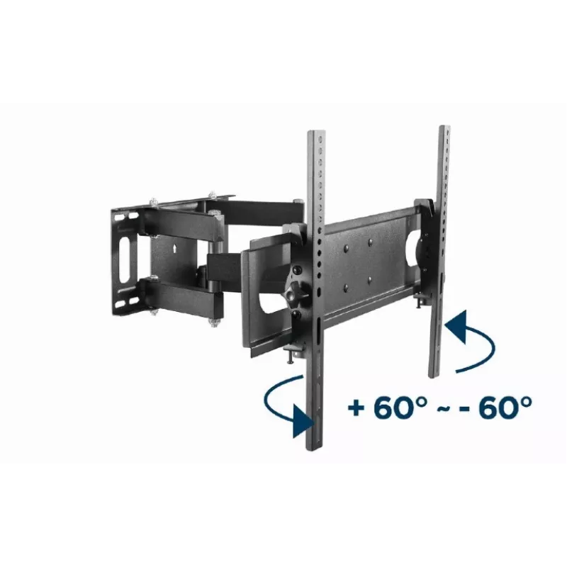 Gembird WM-70ST-01 sieninis TV laikiklis 37–70 colių, pakreipimas 0° iki -20°, pasukimas ±60°, VESA 200×200–600×400, max 35 kg, juodas