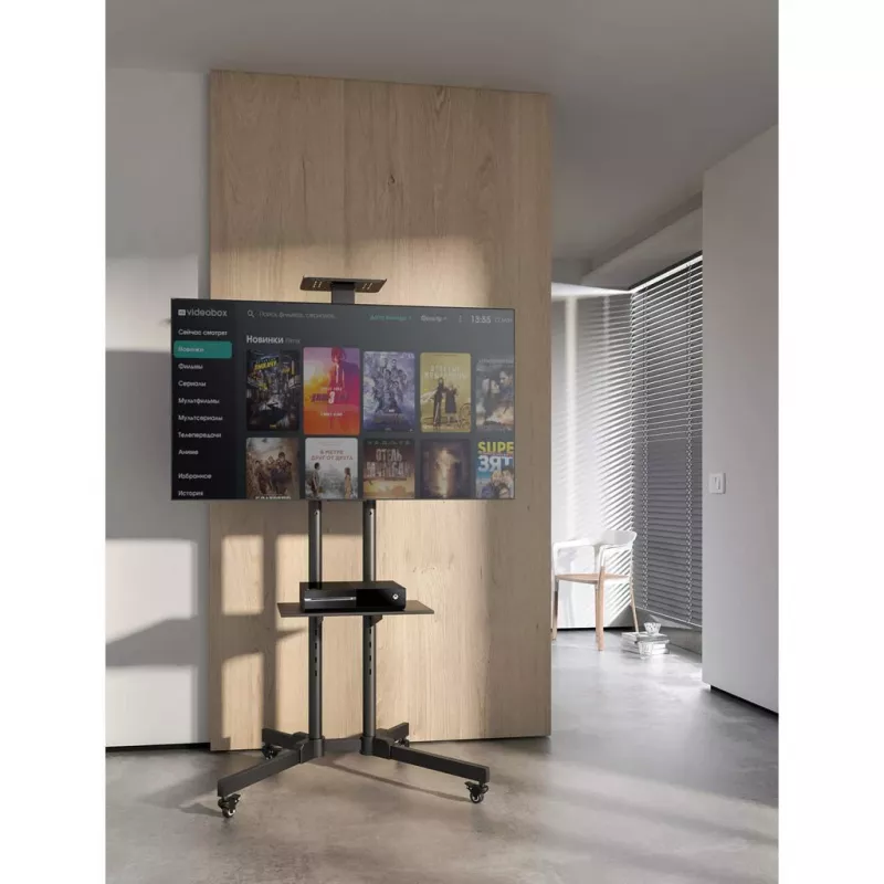 Mobilus TV ir monitoriaus stovas MANHATTAN 461238, juodas, aukštis 1803 mm, VESA 200x200–600x400, max 50 kg