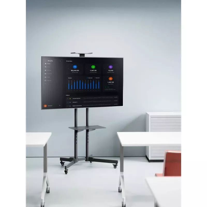 Mobilus TV ir monitoriaus stovas MANHATTAN 461238, juodas, aukštis 1803 mm, VESA 200x200–600x400, max 50 kg