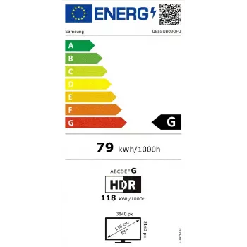 Televizorius Samsung UE55U8092FUXXH 55 colių (139,7 cm) 4K Ultra HD LED, Tizen, HDR10+, 3-bezel-less, Wi‑Fi, Bluetooth 5.3