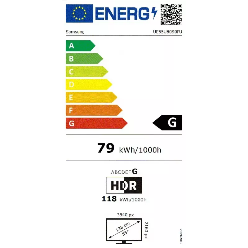 Televizorius Samsung UE55U8092FUXXH 55 colių (139,7 cm) 4K Ultra HD LED, Tizen, HDR10+, 3-bezel-less, Wi‑Fi, Bluetooth 5.3