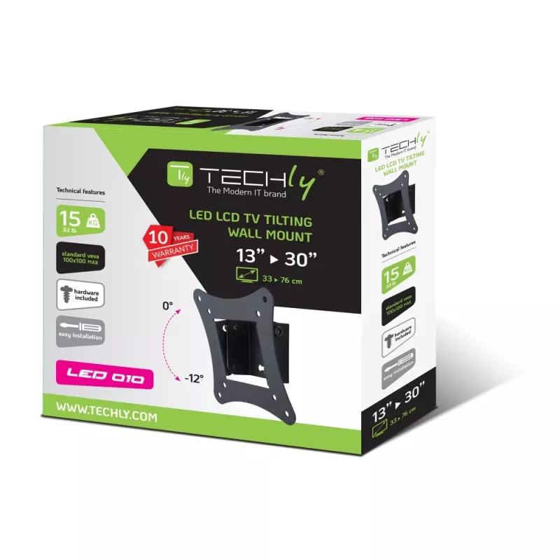 Techly ICA-LCD-900 laikiklis televizoriui 76,2 cm (30 colių) juodas
