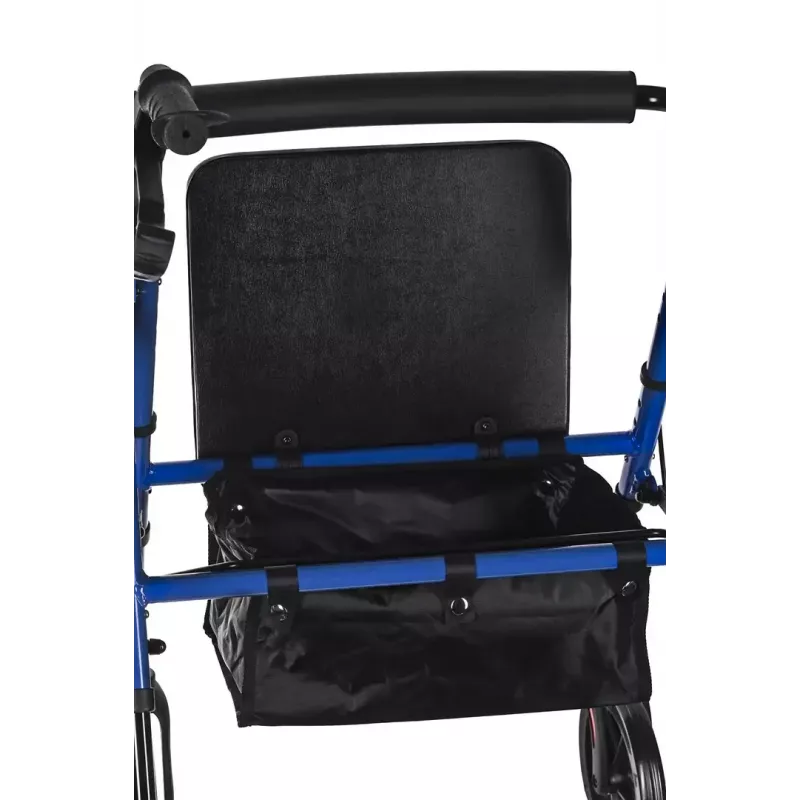 Reabilitacinis vaikštynė ActionMed CH100AM – lengvas aliumininis 4 ratų, reguliuojamas aukštis 700–937 mm, sėdynė 35×32 cm, maks. apkrova 136 kg, sulankstomas