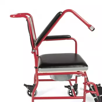 Neįgaliųjų vežimėlis su tualeto sėdyne TIMAGO FS 692, sulankstomas, plieninis rėmas, 4 ratai, 100 kg