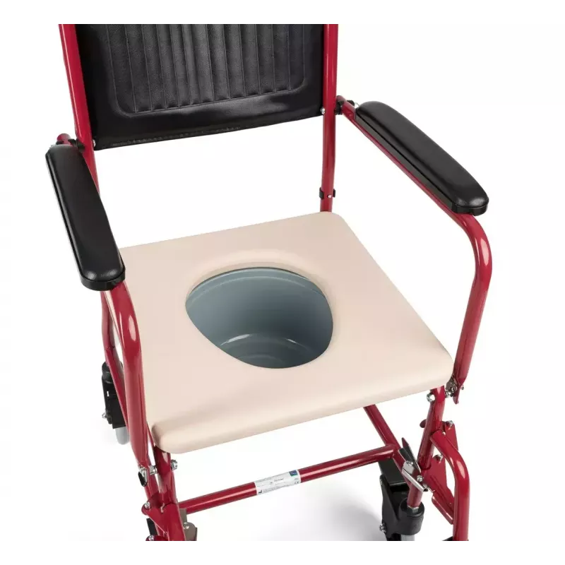 Neįgaliųjų vežimėlis su tualeto sėdyne TIMAGO FS 692, sulankstomas, plieninis rėmas, 4 ratai, 100 kg