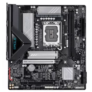 GIGABYTE B860M EAGLE pagrindinė plokštė – Intel Core Ultra procesoriams, 6+1+2+1 fazių VRM, iki 9066MHz DDR5, 1xPCIe 5.0 + 1xPCIe 4.0 M.2, 2.5GbE LAN, USB 3.2 Gen 1