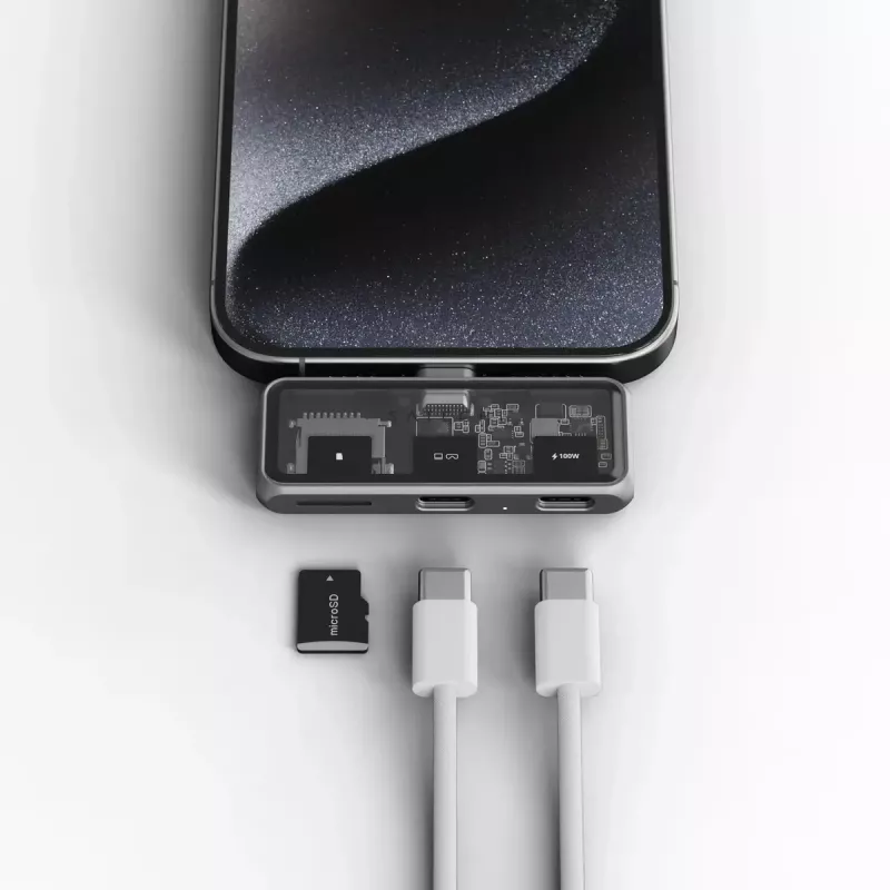 Satechi ST-HXRSDM USB-C dokas su 100 W PD ir MicroSD skaitytuvu, pilka