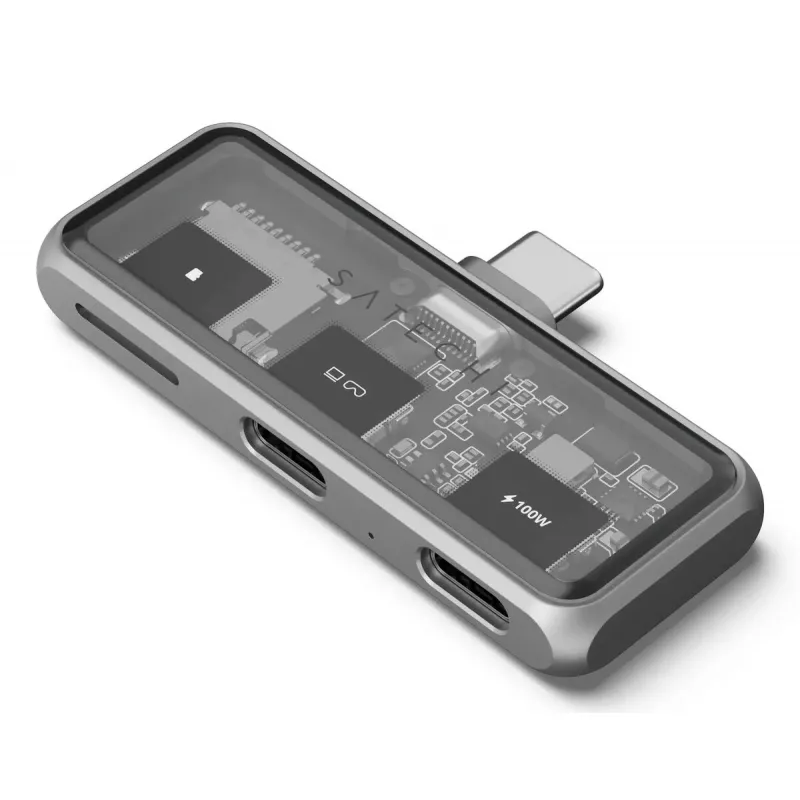 Satechi ST-HXRSDM USB-C dokas su 100 W PD ir MicroSD skaitytuvu, pilka