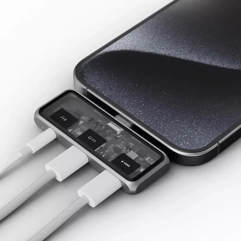 Satechi ST-HXRAJM dokas nešiojamam kompiuteriui – USB 3.2 Gen 2 (Type-C), 100 W PD, pilka