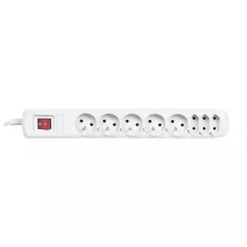 Power strip ActiveJet APN-8G/5M-GR – 8 lizdų, 5 m laidas, 10 A, 230 V, pilka