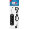 Aktyvus kištukinis lizdas ActiveJet 3GNU - 3M - C, 3 lizdai E tipas, 3 m laidas, 230 V, 10 A, juoda