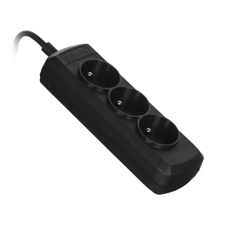 Aktyvus kištukinis lizdas ActiveJet 3GNU - 3M - C, 3 lizdai E tipas, 3 m laidas, 230 V, 10 A, juoda