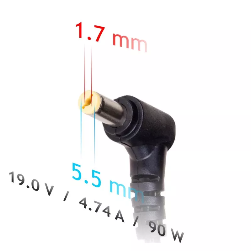 Nešiojamojo kompiuterio maitinimo adapteris Akyga AK-ND-12 90W 19V 4.74A AC-DC, 100–250V įėjimas, juodas