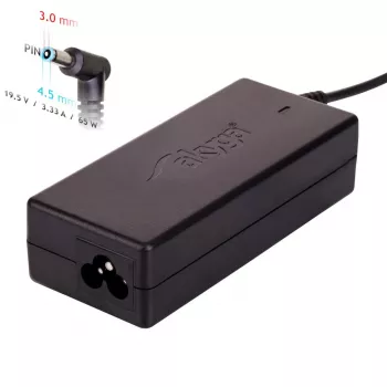 Maitinimo adapteris Akyga AK-ND-25 65W 19.5V 3.33A, skirtas HP nešiojamiesiems kompiuteriams, įėjimas 100–250V, vidaus naudojimui, juodos spalvos