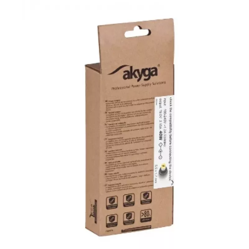 Akyga AK-ND-47 maitinimo adapteris Acer nešiojamiesiems kompiuteriams, 40 W, 19 V / 2,15 A, 5,5 x 1,7 mm