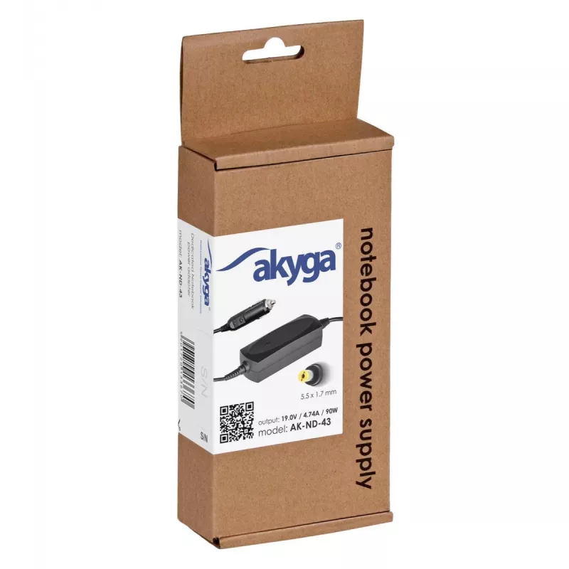 AKYGA AK-ND-43 nešiojamojo kompiuterio maitinimo adapteris – 19V/4,74A, 90W, 5,5*1,7 mm kištukas