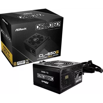 Maitinimo blokas ASROCK CL-650G Challenger 650 W 20+4 pin ATX 80 PLUS Gold, 120 mm ventiliatorius, juodas