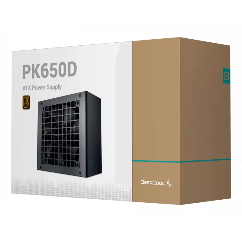 Maitinimo blokas DeepCool PK650D 650W 20+4 pin ATX, 80 PLUS Bronze, 120 mm ventiliatorius, Nemodulinis, Juodas