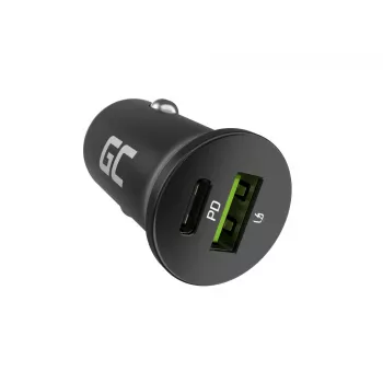 Automobilinis įkroviklis Green Cell CADM-GC-38AC 38W, 1x USB-C (PD 3.0) + 1x USB-A, aliuminio korpusas, juodas