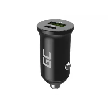 Automobilinis įkroviklis Green Cell CADM-GC-38AC 38W, 1x USB-C (PD 3.0) + 1x USB-A, aliuminio korpusas, juodas