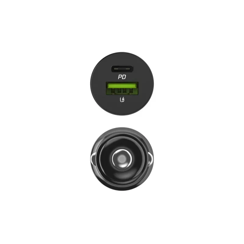 Automobilinis įkroviklis Green Cell CADM-GC-38AC 38W, 1x USB-C (PD 3.0) + 1x USB-A, aliuminio korpusas, juodas