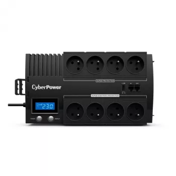 Nepertraukiamo maitinimo šaltinis CYBERPOWER BR1000ELCD – linijinis-interaktyvus UPS 1 kVA (600 W), 8x E tipo lizdai, LCD, AVR, 4 ms reakcija