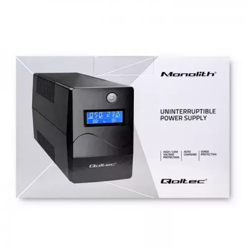 Nepertraukiamo maitinimo šaltinis Qoltec Monolith 0,85 kVA 480 W 2 AC lizdai