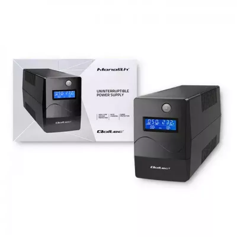 Nepertraukiamo maitinimo šaltinis Qoltec Monolith 0,85 kVA 480 W 2 AC lizdai