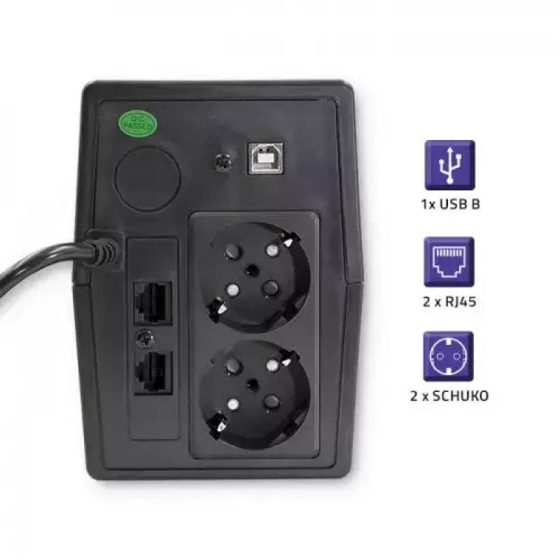 Nepertraukiamo maitinimo šaltinis Qoltec Monolith 0,85 kVA 480 W 2 AC lizdai