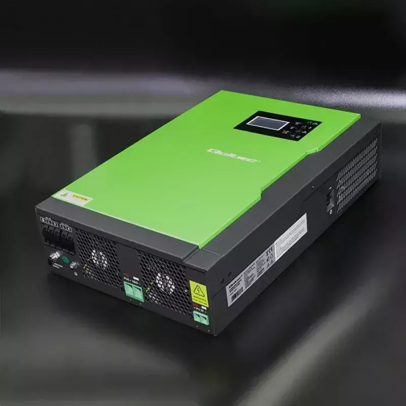 Qoltec 53886 hibridinis saulės elektrinės inverteris be tinklo, 3,5 kW, 100 A MPPT, 24 V, gryno sinuso