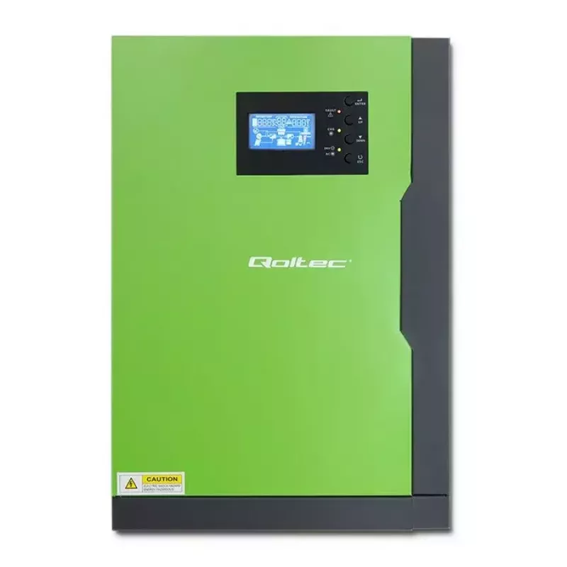 Qoltec 53886 hibridinis saulės elektrinės inverteris be tinklo, 3,5 kW, 100 A MPPT, 24 V, gryno sinuso
