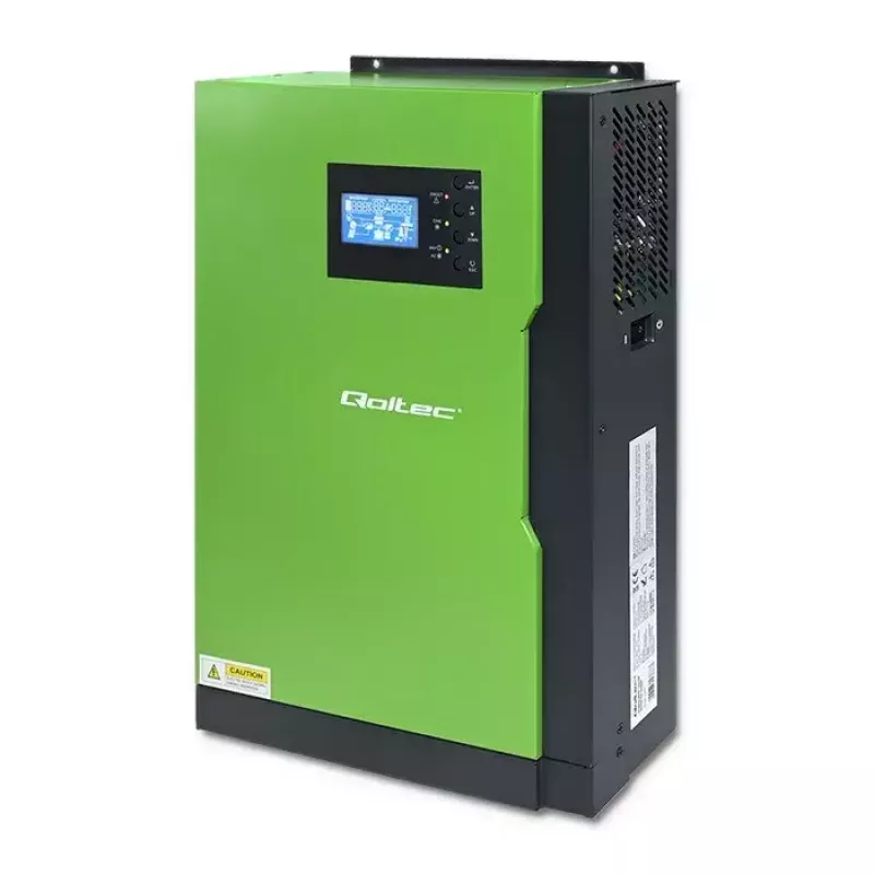 Qoltec 53886 hibridinis saulės elektrinės inverteris be tinklo, 3,5 kW, 100 A MPPT, 24 V, gryno sinuso