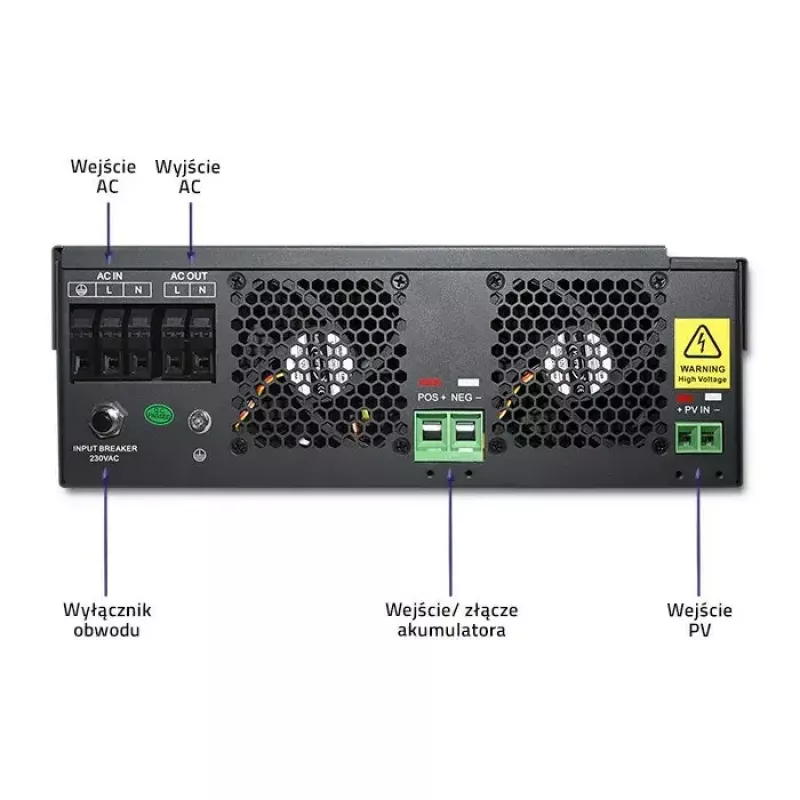 Qoltec 53886 hibridinis saulės elektrinės inverteris be tinklo, 3,5 kW, 100 A MPPT, 24 V, gryno sinuso