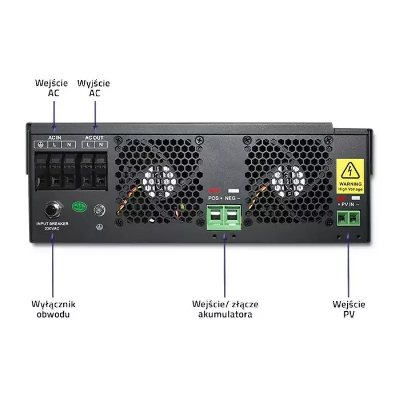 Qoltec 53886 hibridinis saulės elektrinės inverteris be tinklo, 3,5 kW, 100 A MPPT, 24 V, gryno sinuso