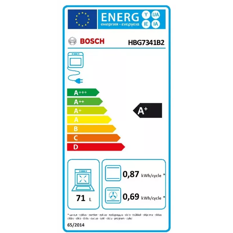 Įmontuojama elektrinė orkaitė Bosch Serie 8 HBG7341B2 – 71 L, 3600 W, liečiamas valdymas, juoda