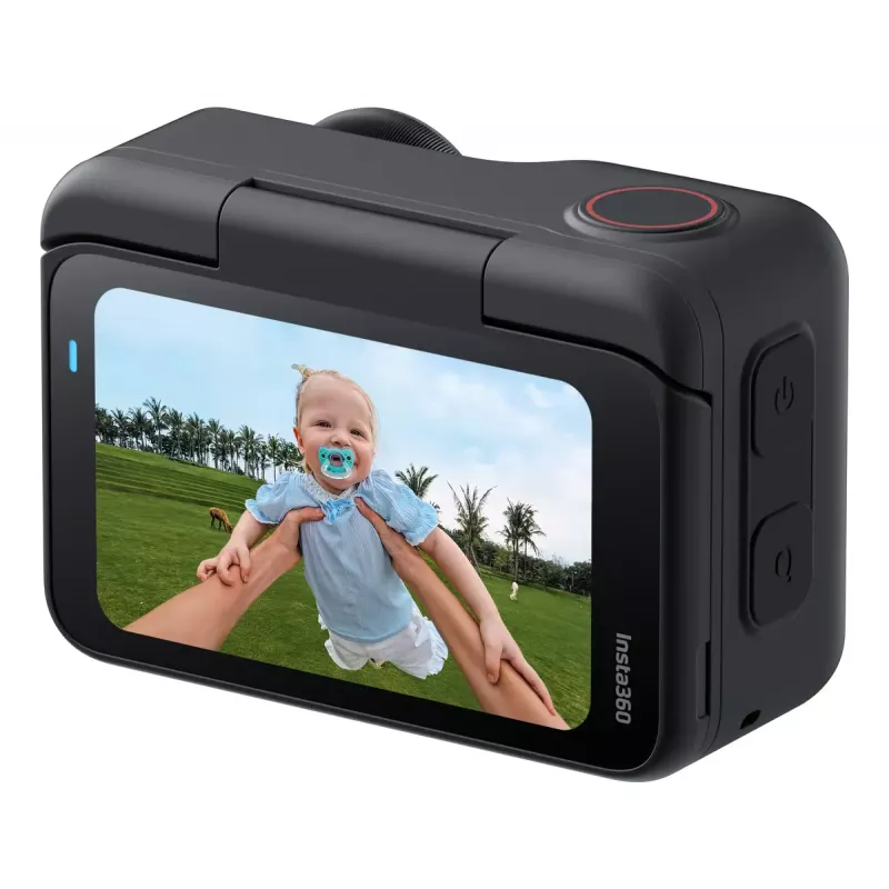 Veiksmo kamera Insta360 GO Ultra Standard Black – 4K itin didelės raiškos, 1/1.28 colio jutiklis, 240 kadrų per sekundę, belaidis ryšys, įmontuotas ekranas, „MicroSD“, 52,9 g