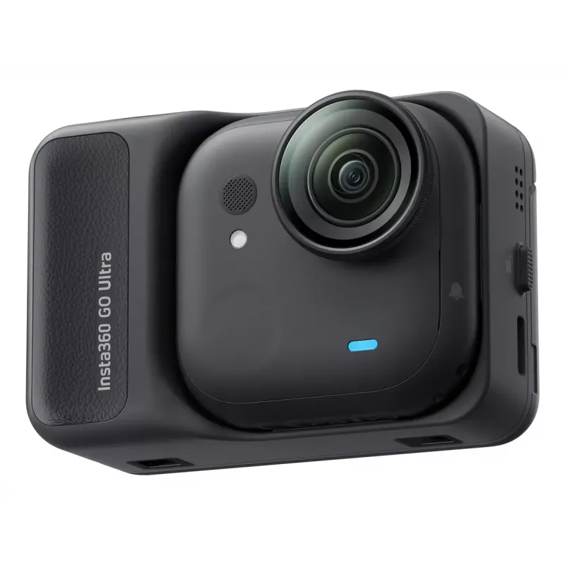 Veiksmo kamera Insta360 GO Ultra Standard Black – 4K itin didelės raiškos, 1/1.28 colio jutiklis, 240 kadrų per sekundę, belaidis ryšys, įmontuotas ekranas, „MicroSD“, 52,9 g
