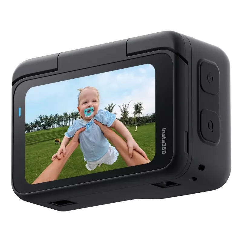 Veiksmo kamera Insta360 GO Ultra Standard Black – 4K itin didelės raiškos, 1/1.28 colio jutiklis, 240 kadrų per sekundę, belaidis ryšys, įmontuotas ekranas, „MicroSD“, 52,9 g