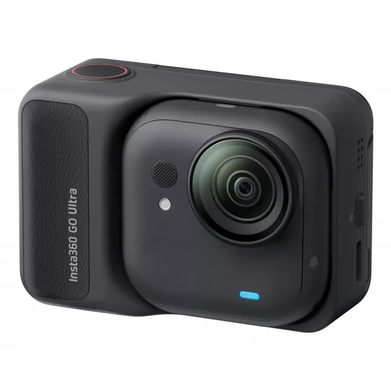 Veiksmo kamera Insta360 GO Ultra Standard Black – 4K itin didelės raiškos, 1/1.28 colio jutiklis, 240 kadrų per sekundę, belaidis ryšys, įmontuotas ekranas, „MicroSD“, 52,9 g