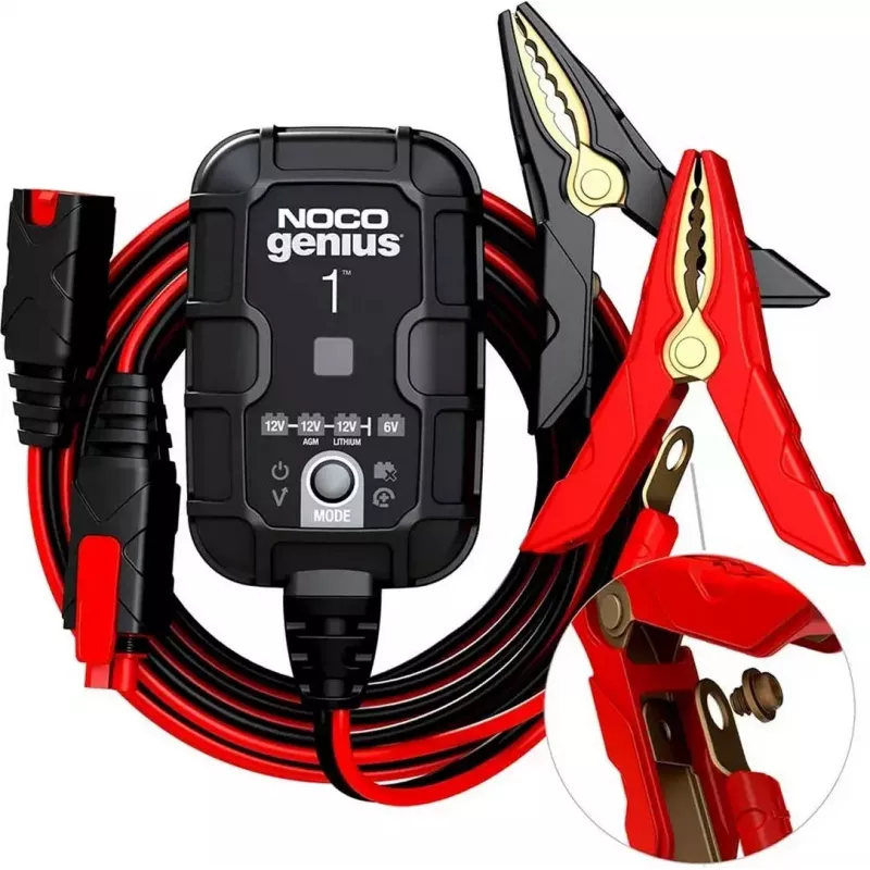 Automatinis akumuliatoriaus įkroviklis NOCO GENIUS1EU 1A, 12V švino rūgšties ir ličio baterijoms, kompaktiškas