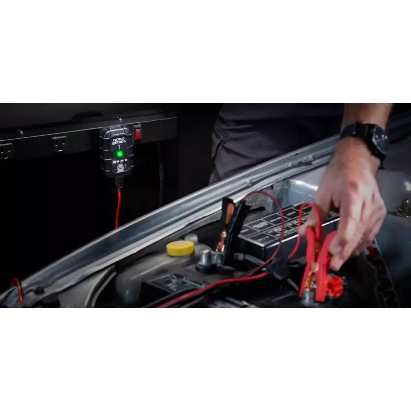 Automatinis akumuliatoriaus įkroviklis NOCO GENIUS1EU 1A, 12V švino rūgšties ir ličio baterijoms, kompaktiškas