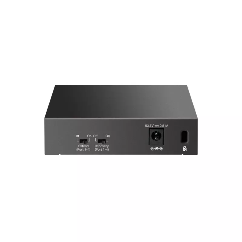 Nevaldomas TP‑LINK LS105P jungiklis, 5x Fast Ethernet (10/100) prievadai, 4x PoE prievadai, 1 Gbit/s perjungimo talpa, be ventiliatoriaus, juodas