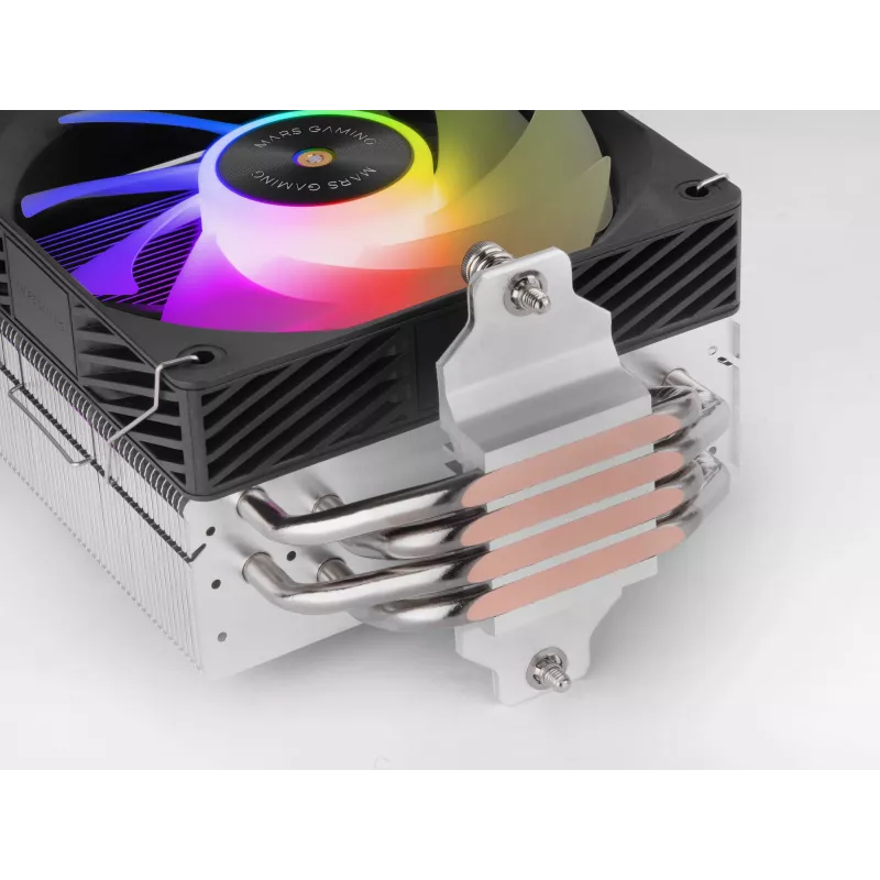 Oro aušintuvas TACENS Mars Gaming MCPU-X4ARGB – 120 mm ARGB ventiliatorius, 4 šilumos vamzdeliai, TDP 220 W, PWM, LGA1200 palaikymas