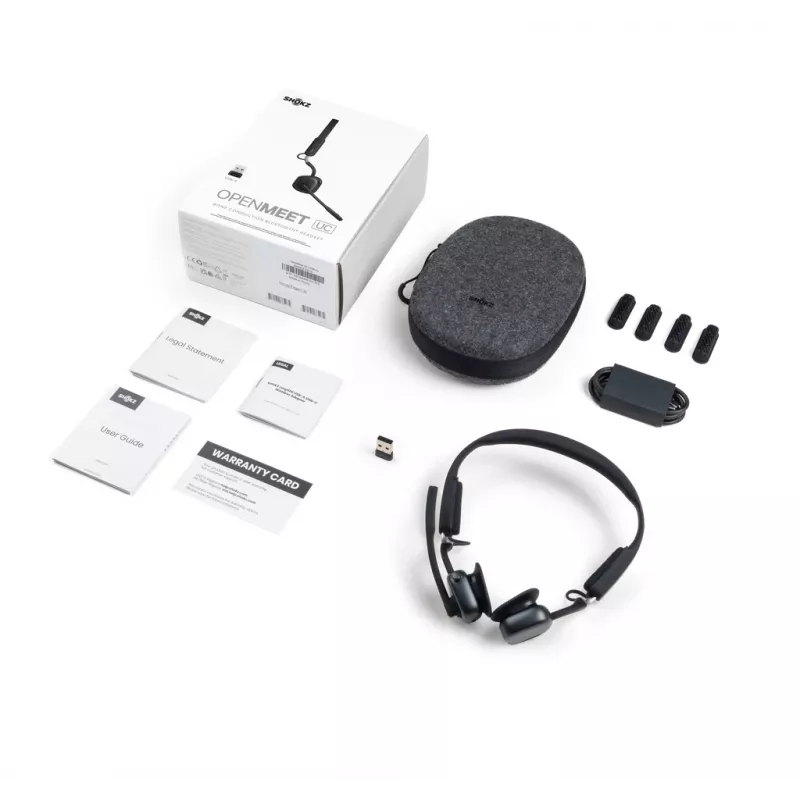 SHOKZ OpenMeet UC belaidžiai kaulinio garso ausinių rinkinys vaizdo konferencijoms su USB-A adapteriu