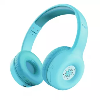 Ausinės TRUST Nouna vaikiškos, mėlynos, belaidės Bluetooth ir laidinės USB-C, lankstomos, 4 cm garsiakalbiai