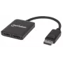 Manhattan DisplayPort 1.2 į 2 prievadų DisplayPort 1.2 skirstytuvas su MST, 4K@30Hz, USB-A maitinamas, vaizdo sienos funkcija, juodas